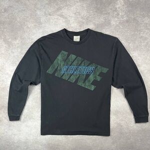 [18]Vintage Nike Long Sleeve Shirt Centre Spellout Gray Tag Y2K Large